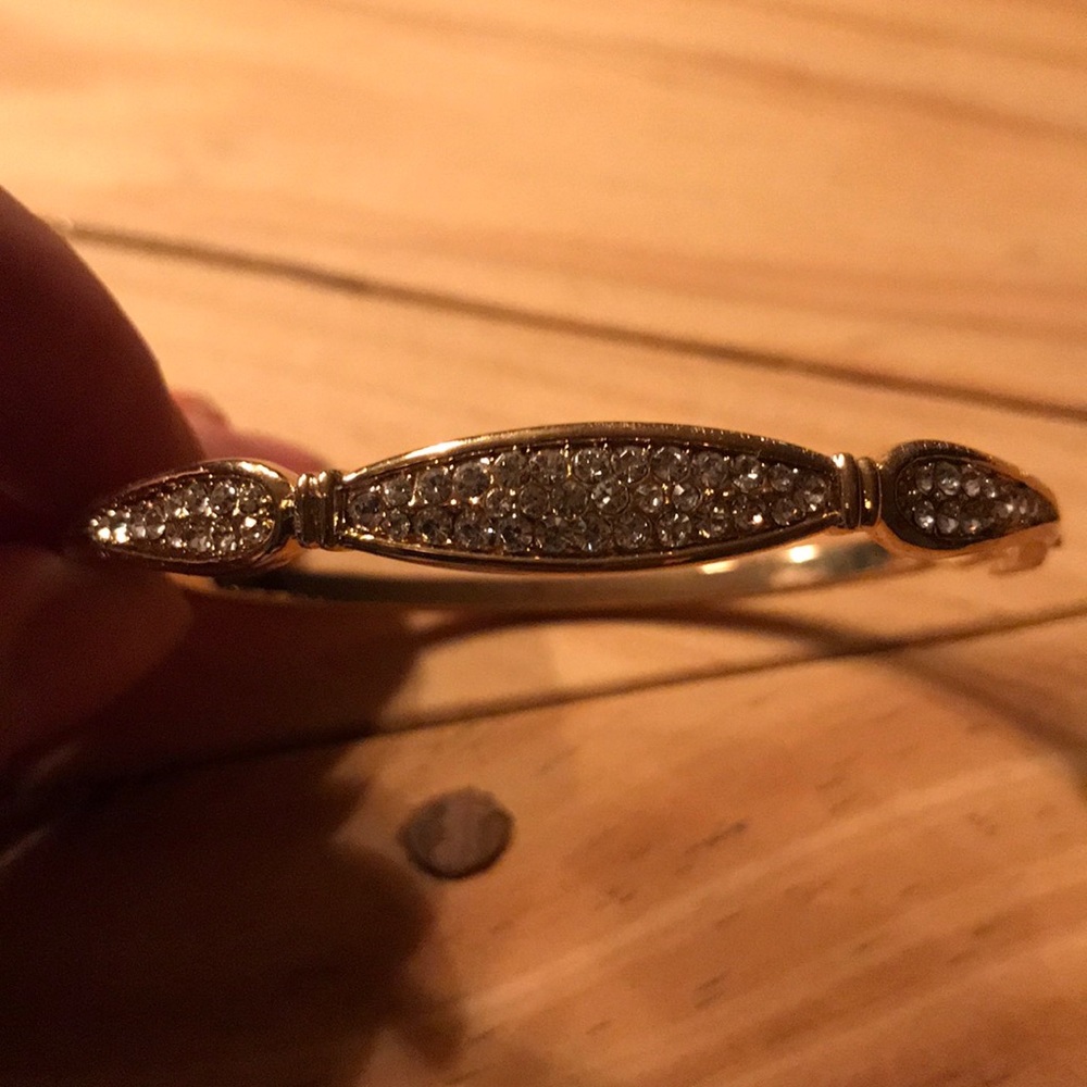 Vintage gold plated and rhinestone bangle bracelet